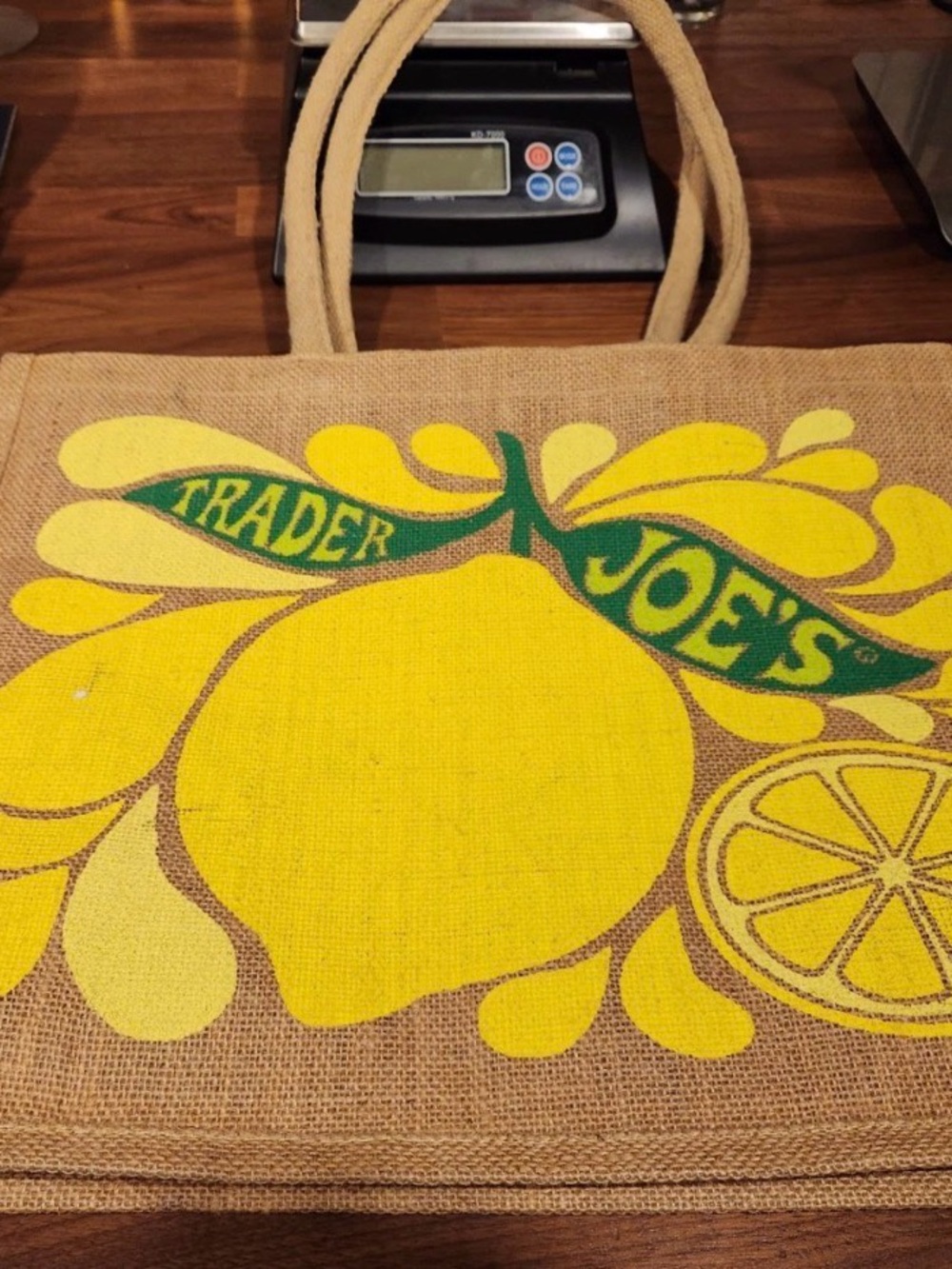 Trader Joe's Yellow Lemon Jute Tote Bag